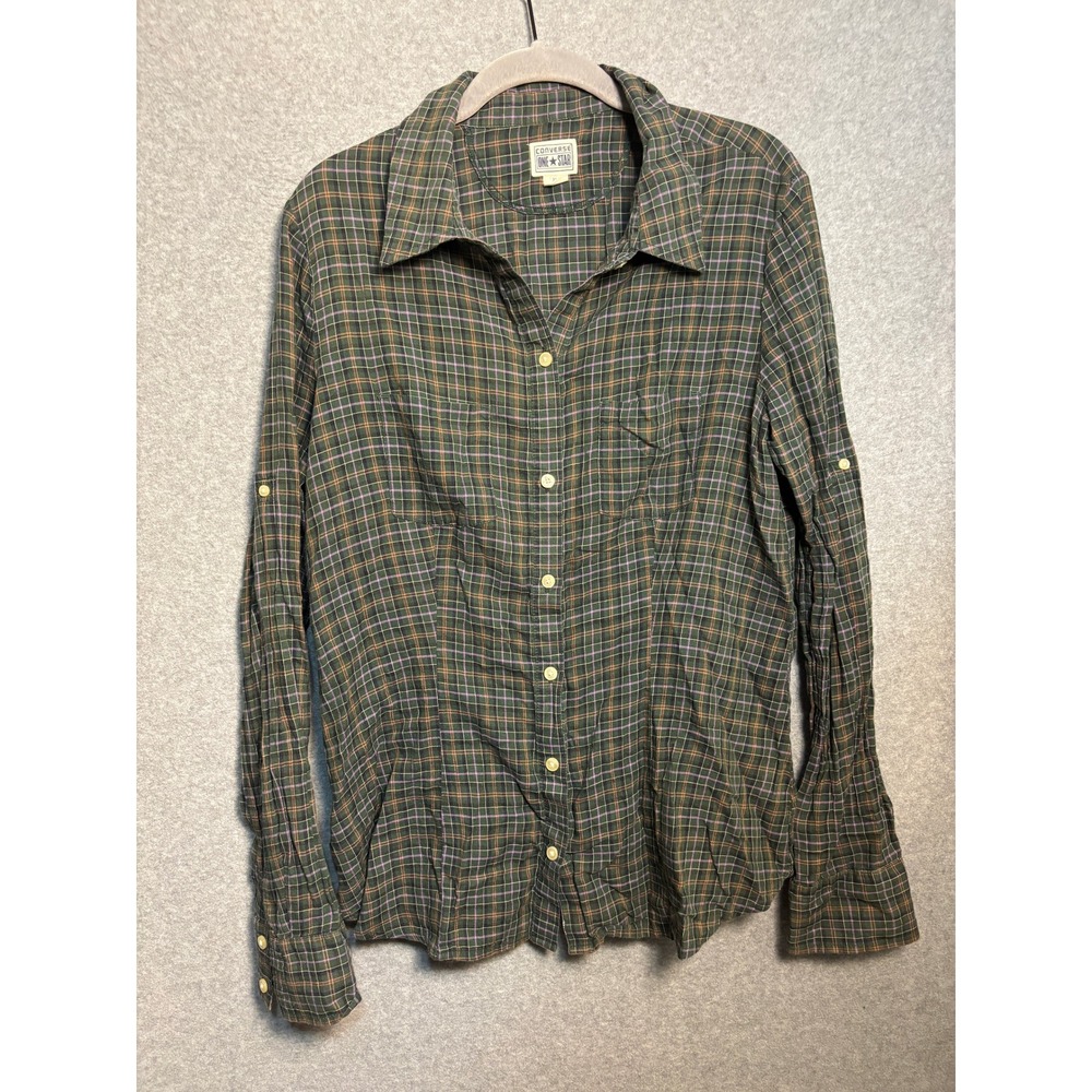 Converse One Star‎ Plaid Button Up Shirt XL Grunge Indie Academia Lightweight